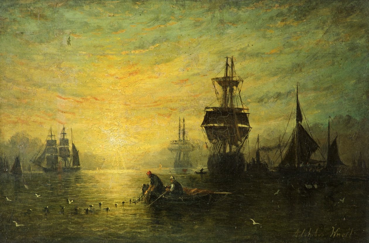Naplemente csónakokkal, 1875 alkotó: William Adolphus Knell