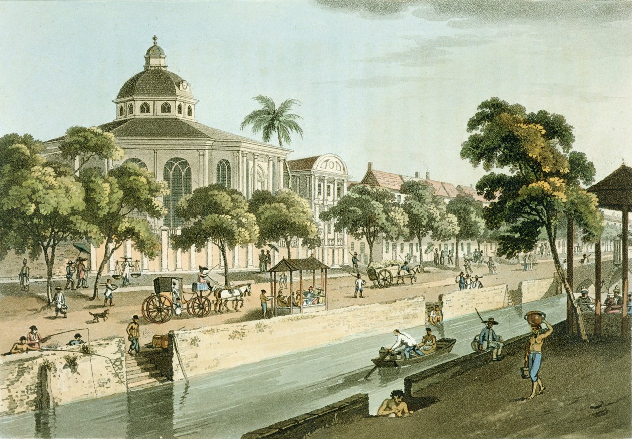 A bataviai református templom, 9. tábla John Barrow (1764-1848) "A Voyage to Cochinchina" című művéből, Thomas Medland (1755-1823) metszete 1806 (aquatinta). alkotó: William Alexander