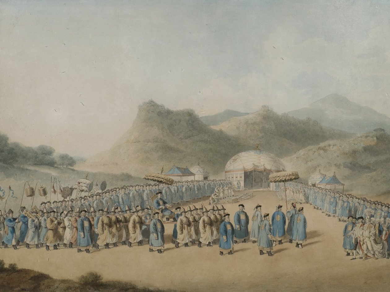 A kínai császár közeledése tatári sátrához, hogy fogadja a brit nagykövetet, 1799 (wc papíron) alkotó: William Alexander