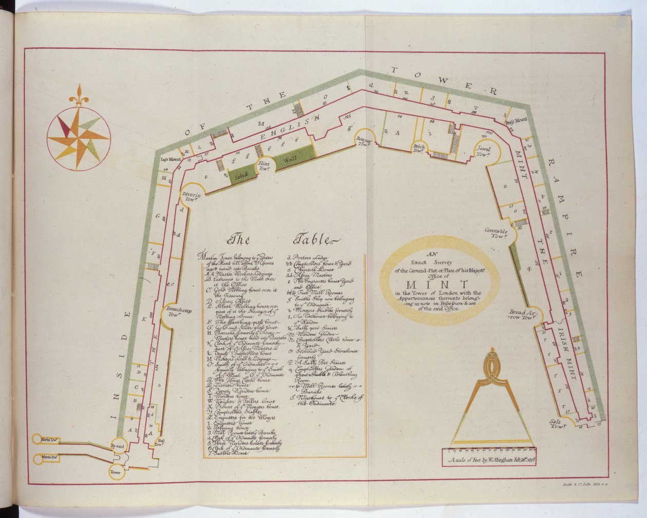 A királyi pénzverde terve a Towerben, 1701 alkotó: William Alingham