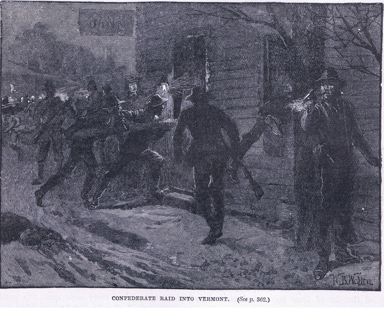 A konföderációs razzia Vermontban i.sz. 1865 alkotó: William Barnes Wollen