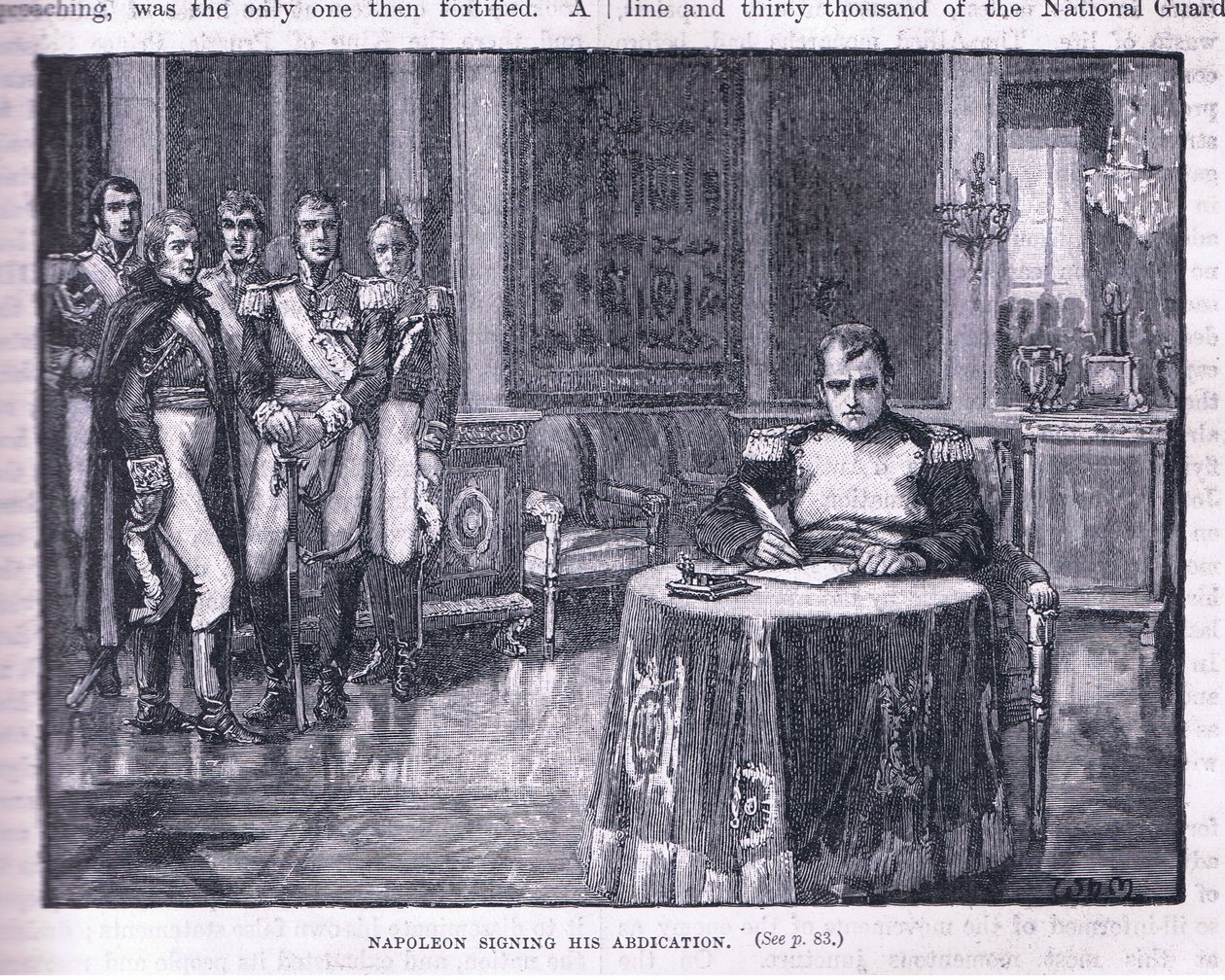Napóleon aláírja a trónról való lemondását alkotó: William Barnes Wollen