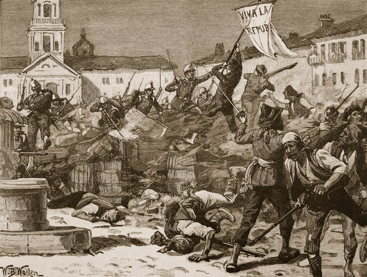 Utcai harcok Malagában, 1869, illusztráció a 