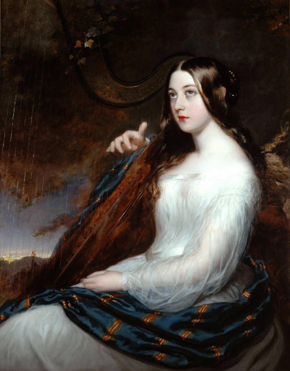 Sarah Curran hárfán játszik, 1800 alkotó: William Beechey