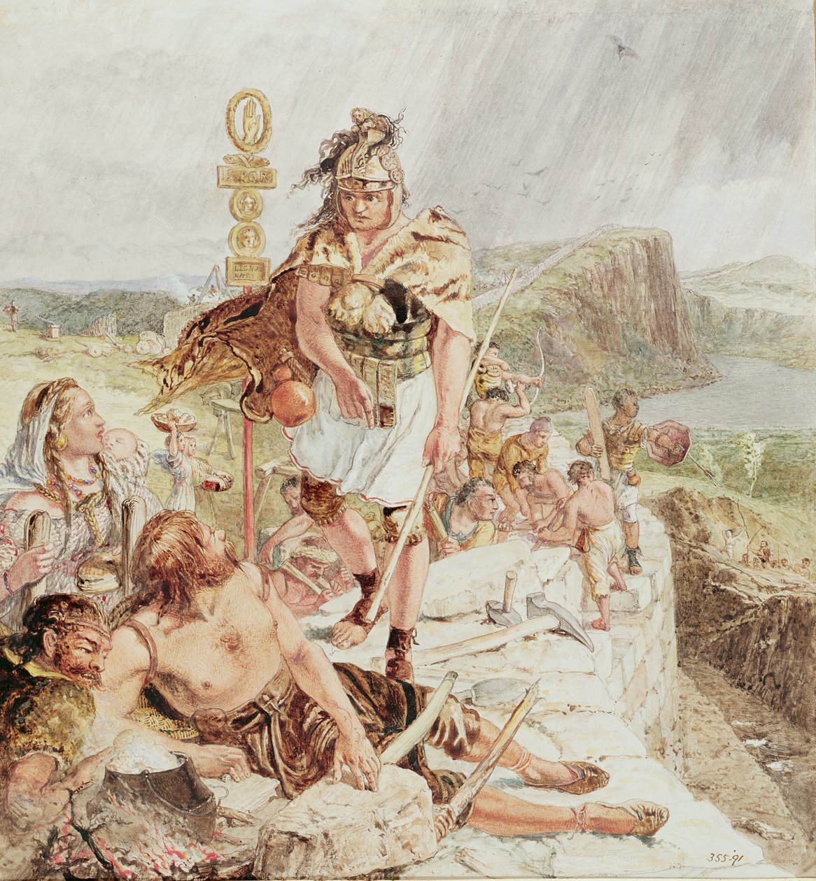 Tanulmány a „Római fal építéséhez”, 1857 körül (a falfestményhez lásd: 132581) alkotó: William Bell Scott