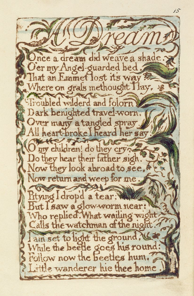 Álomillusztráció a Songs of Inocence and of Experience-ből (Bentley Copy L) pl.15 (Bentley 26) 1789-94 (domborműves metszet tollal és WC-vel papíron) alkotó: William Blake