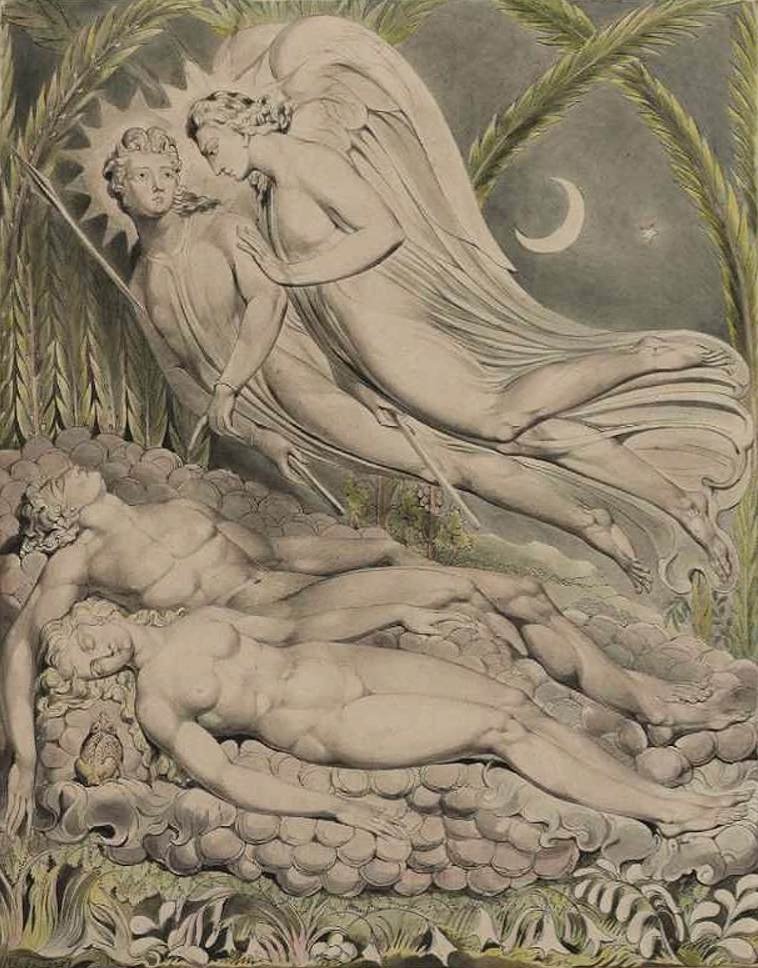 Ádám és Éva alszik alkotó: William Blake