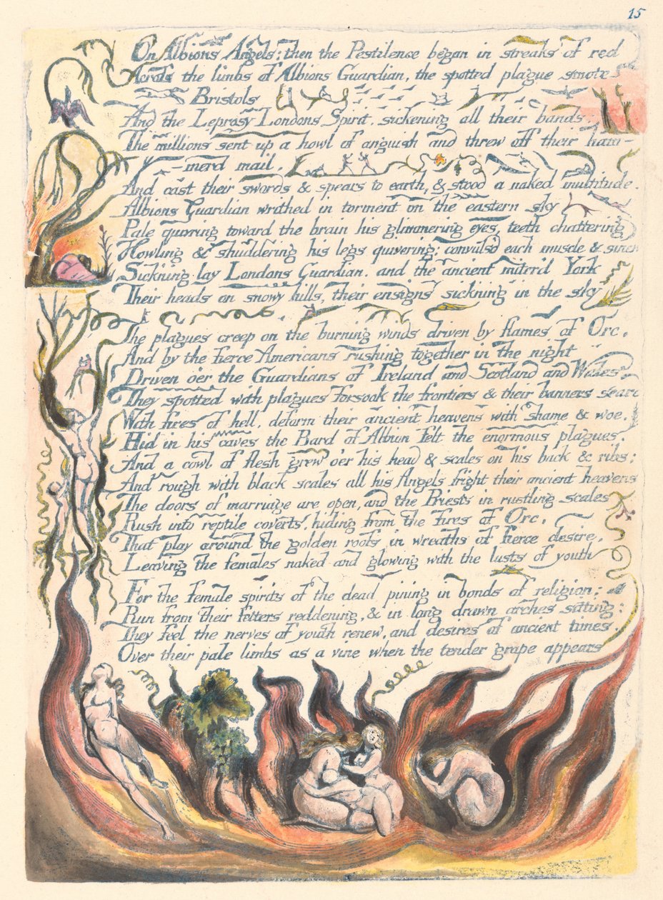 Amerika. Egy prófécia, 17. lemez, az Albions Angels -ről ... alkotó: William Blake