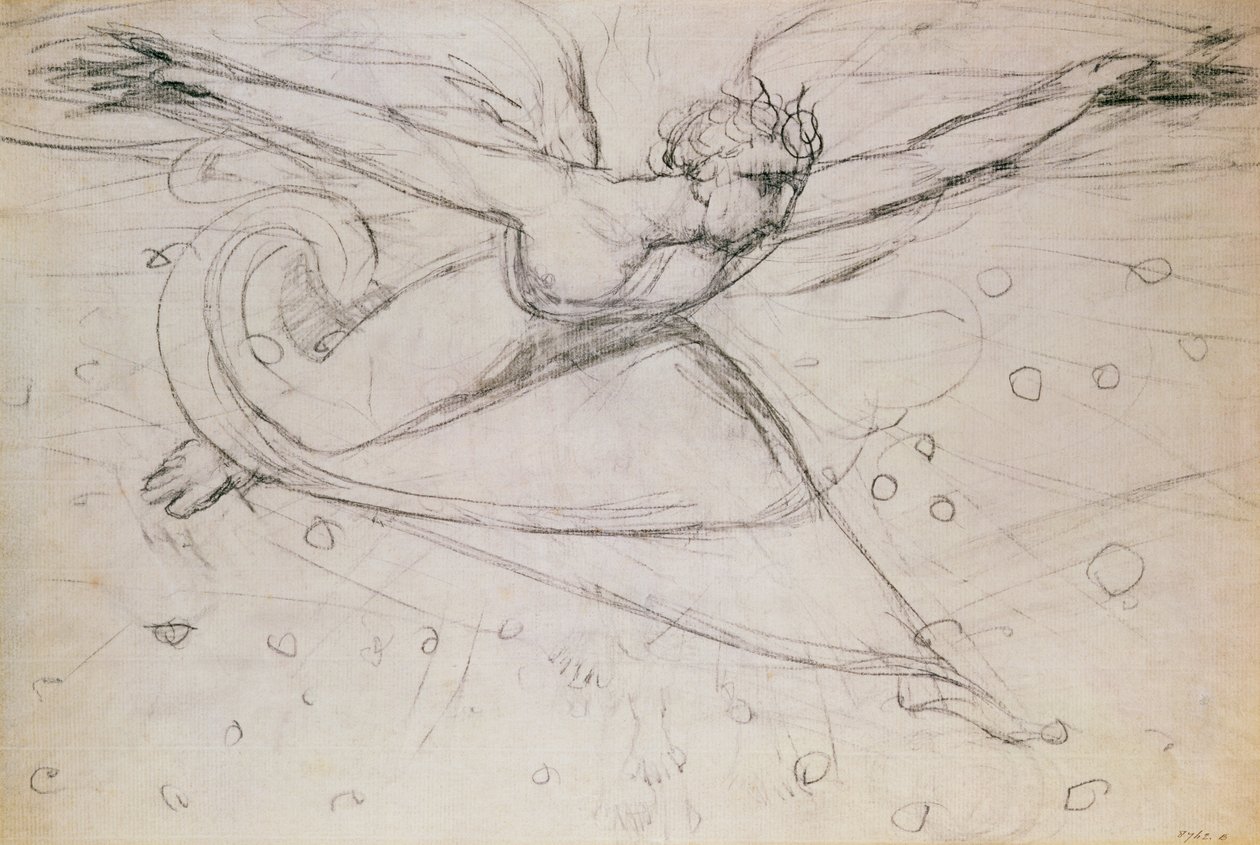 Egy angyal a csillagok között lépdel (rajz) alkotó: William Blake
