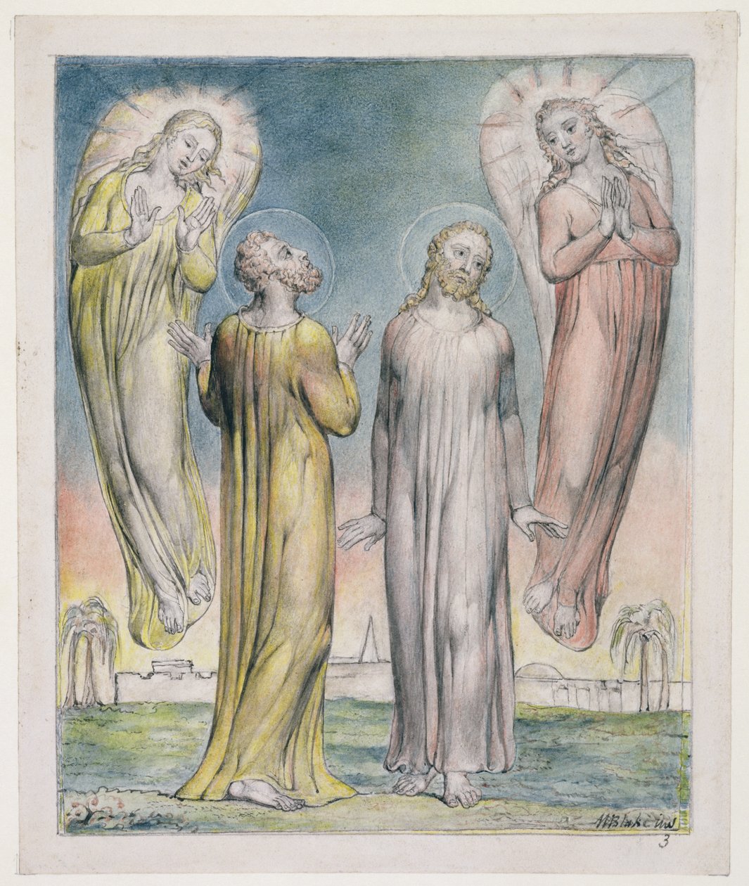 Andrew, Simon Peter Keresi Krisztust, illusztráció a „Regenerált paradicsomból”, John Milton, 1816-1818 körül (toll és tinta, szürke mosás és WC papíron) alkotó: William Blake