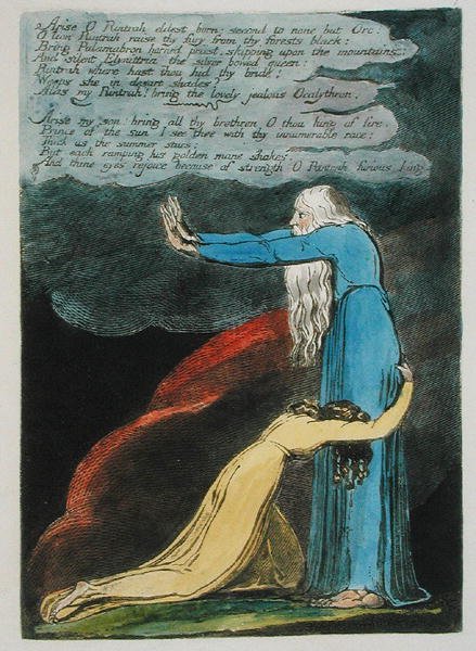 Kelj fel O Rintrah... 9. lemez Európából. Egy prófécia, 1794 (domborművesség, sötétbarna, wc-vel és olajjal, papírra nyomtatva) alkotó: William Blake