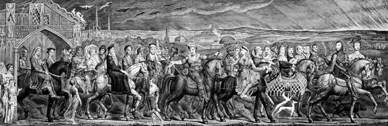 Chaucer Canterbury zarándokai, 1810 alkotó: William Blake