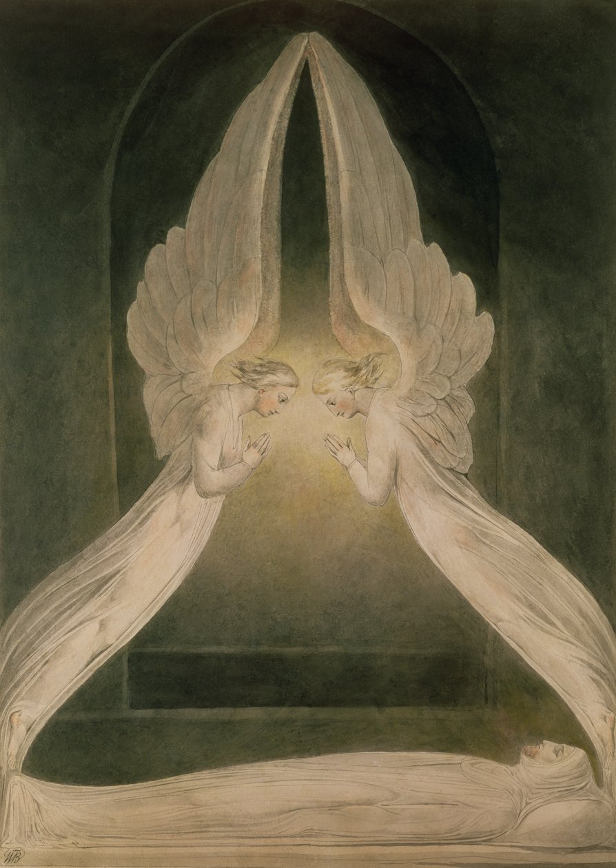 Krisztus a sírban, angyalok őrzik alkotó: William Blake