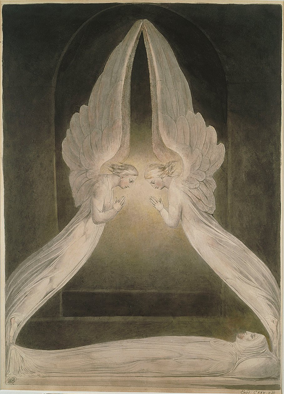 Krisztus a sírban, angyalok őrzik alkotó: William Blake