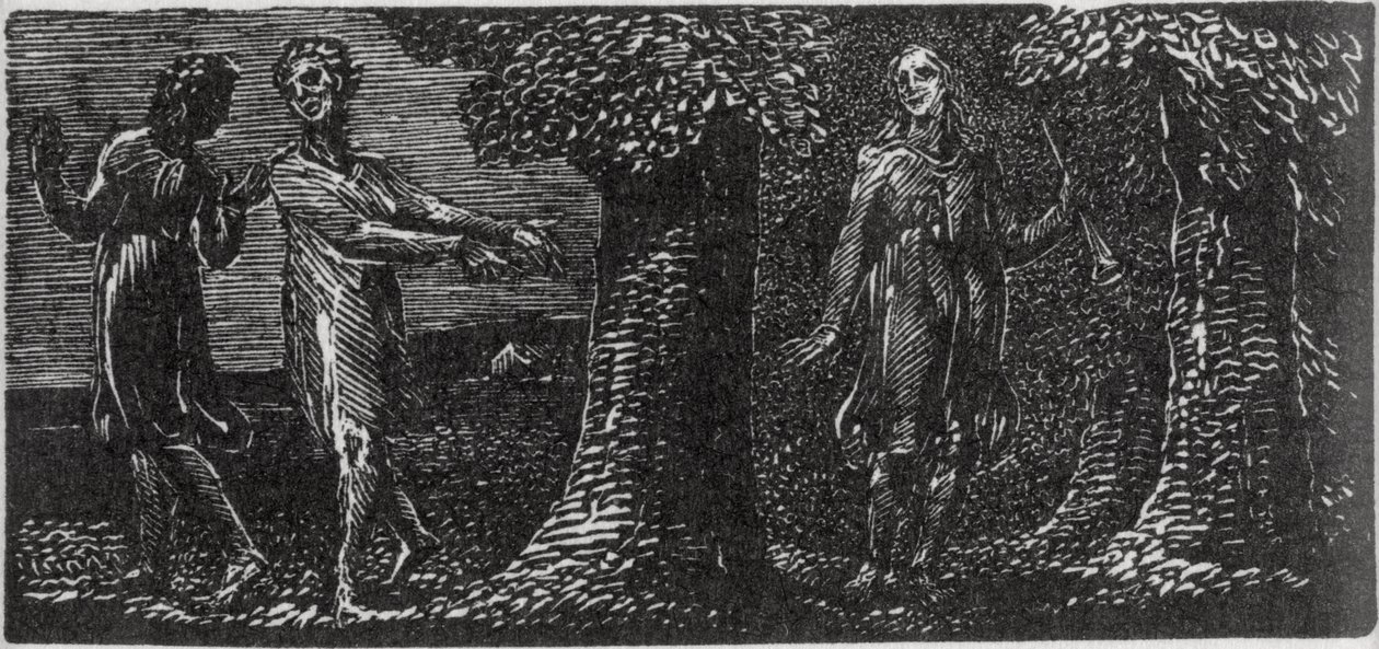 Colinet Két fiú gúnyolta, illusztráció Dr. Thornton „Vergilius pásztorai” című művéből alkotó: William Blake
