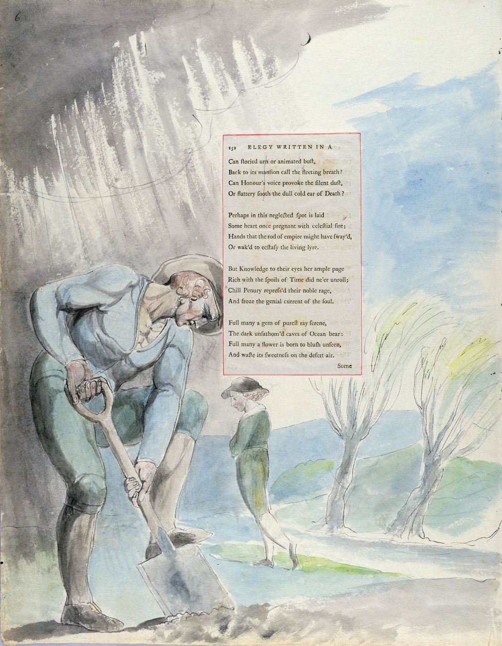 „Elégia vidéki templomkertben”, 110. terv a „Thomas Gray költeményeiből”, 1797-1798 (wc tollal és tintával papíron) alkotó: William Blake