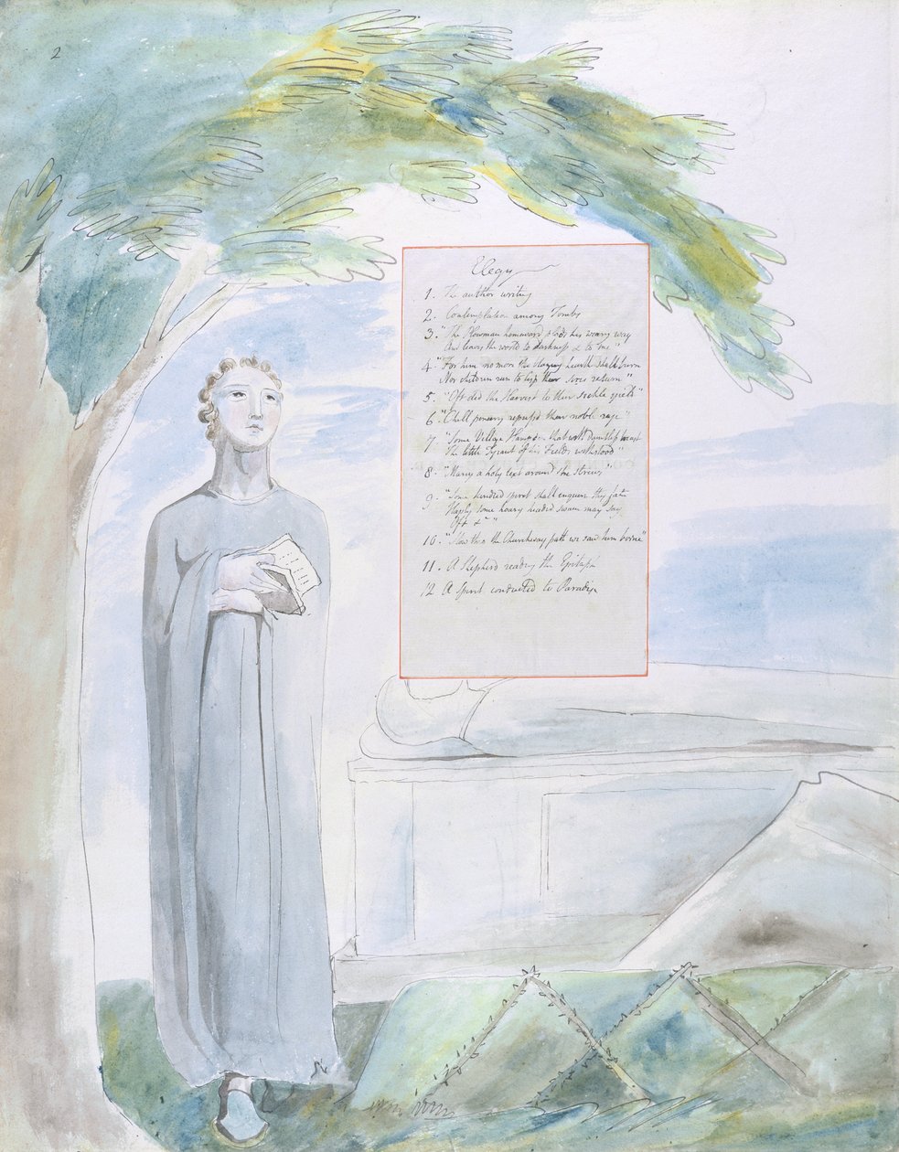 Elegy written in a Country Church-Yard, 106. terv a Thomas Gray költeményeiből, 1797-98 (wc tollal és tintával, papírra) alkotó: William Blake