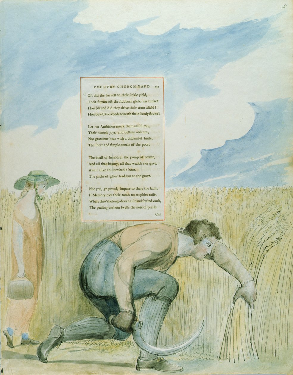 "Elegy written in a Country Church-yard", 109. terv a "The Poems of Thomas Gray" című kötetből, 1797-98 (wc tollal és fekete tintával, papír) alkotó: William Blake