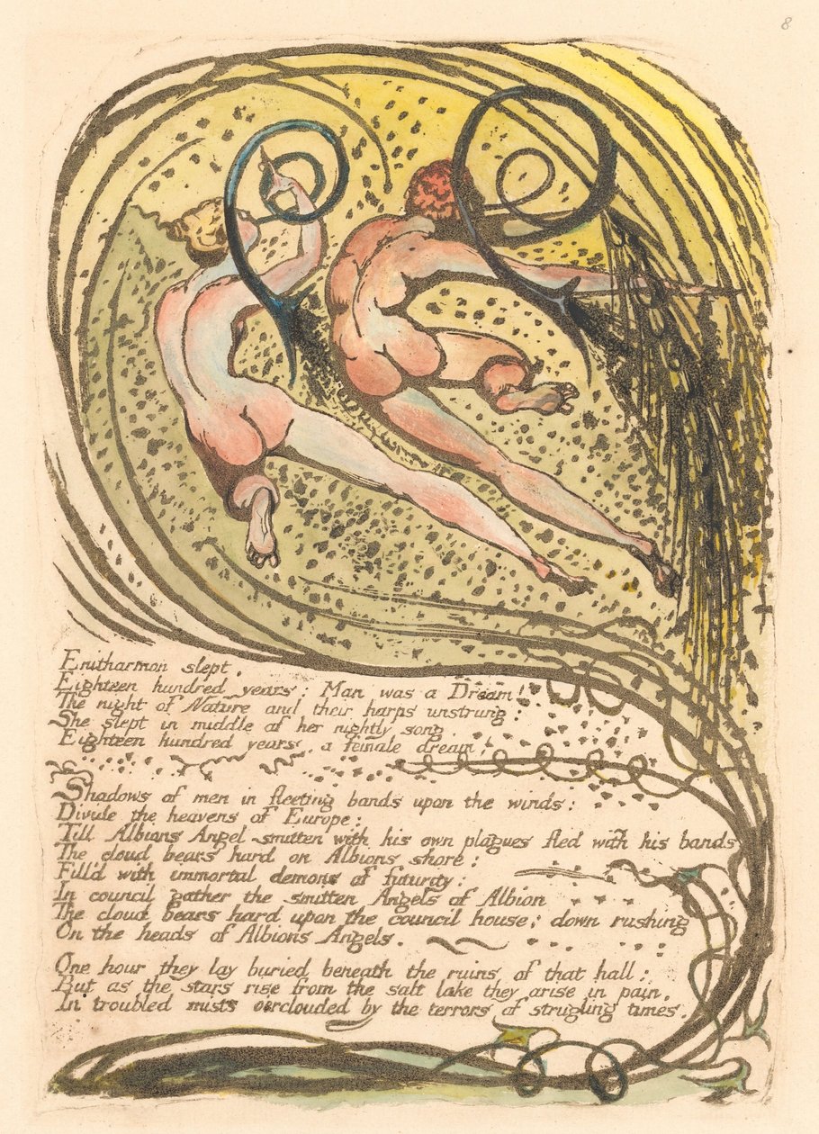 Európa. Egy prófécia, 10. lemez, Enitharmon aludt. . . . (Bentley 12) alkotó: William Blake