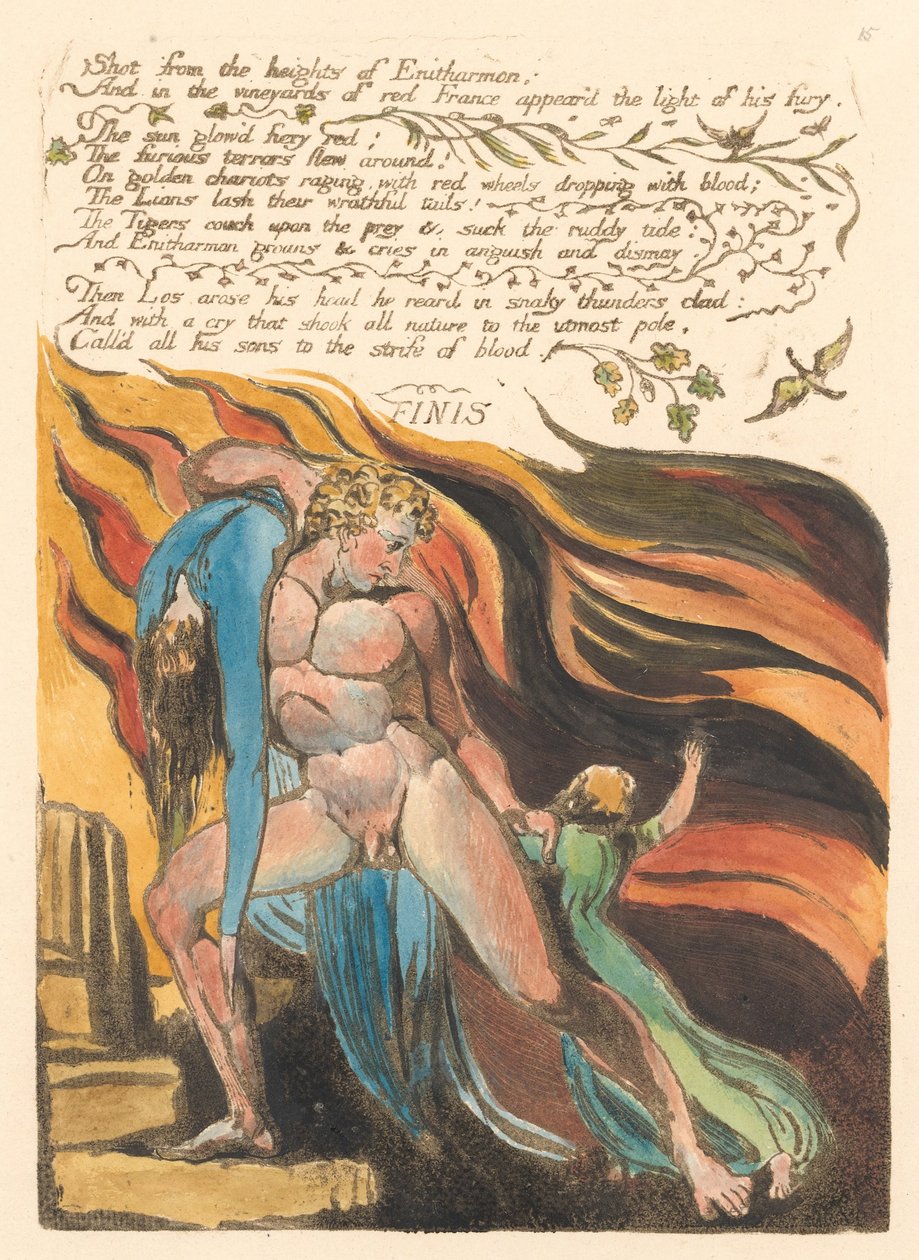 Európa. Egy prófécia, 17. lemez, lövés a magasból. . . . (Bentley 18) alkotó: William Blake
