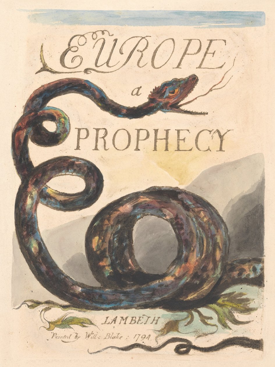 Európa. A prófécia, 2. tábla, címoldal alkotó: William Blake