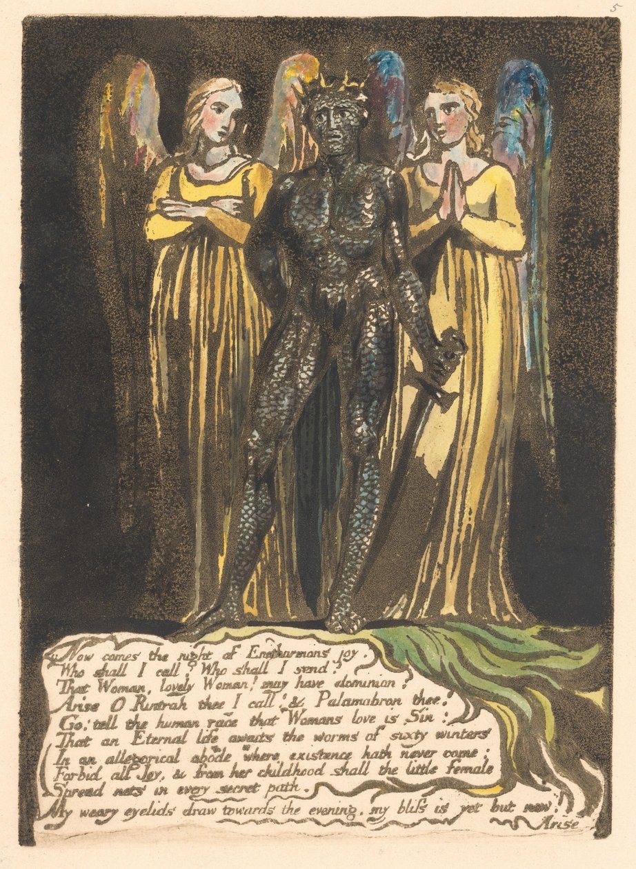 Európa. Egy prófécia, 7. lemez, most jön az éjszaka. . . . (Bentley 8) alkotó: William Blake