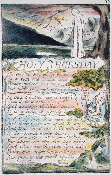 Nagycsütörtök, 38. lemez (Bentley 33) a Songs of Innocence and of Experience-ből (Bentley Copy L) 1789-94 (domborműves rézkarc tollal és WC-vel) alkotó: William Blake