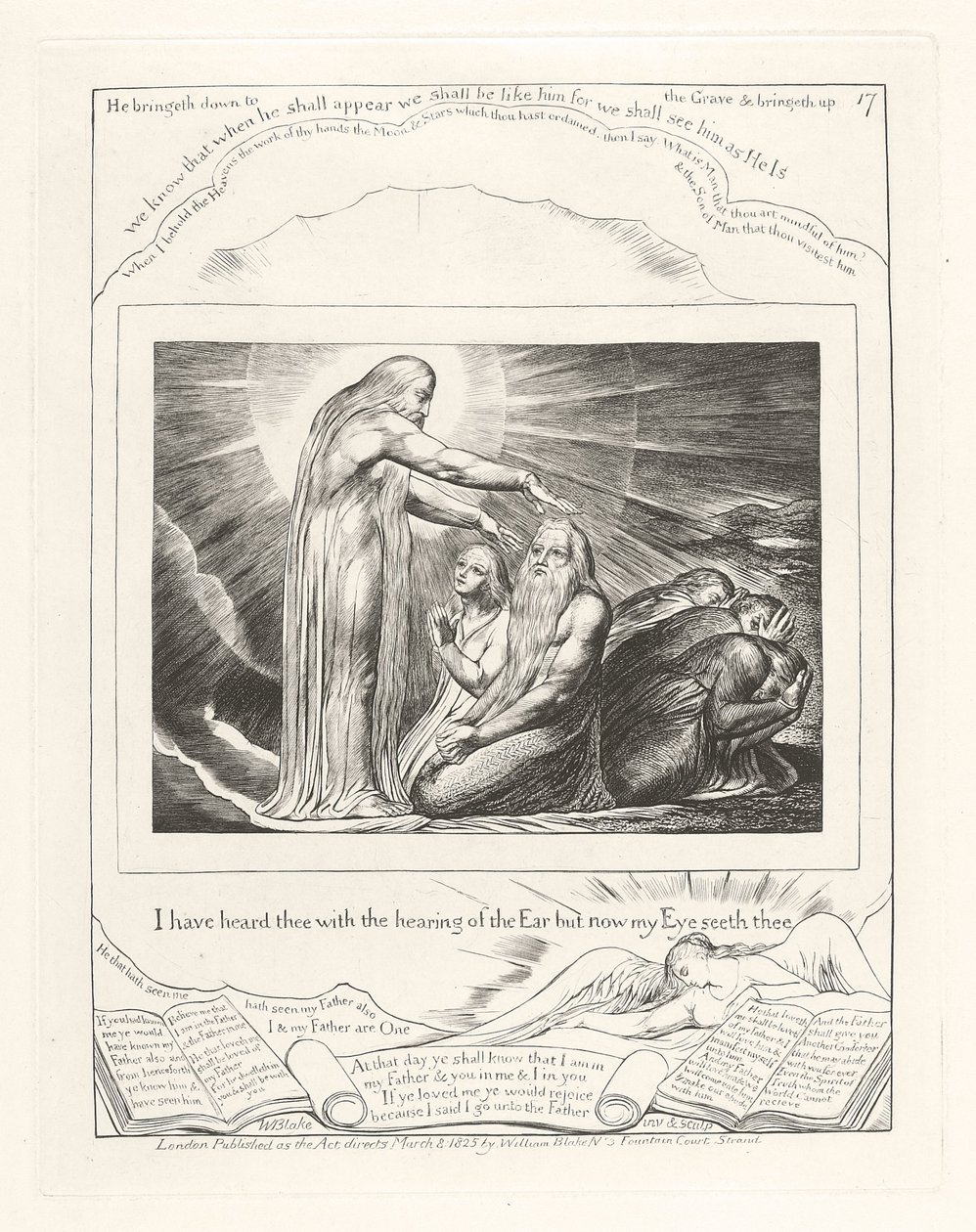 A fül hallásával hallottalak, de most a szemem lát téged, 1825 alkotó: William Blake