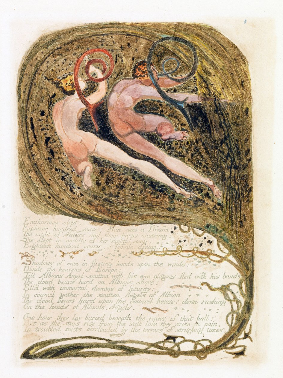 Illusztráció: „Európa: prófécia”, Lambeth, 1794 (tinta és wc papíron) alkotó: William Blake
