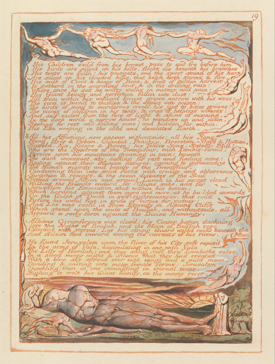 Jeruzsálem, 19. tábla, gyermekei száműzettek a melléből ... alkotó: William Blake