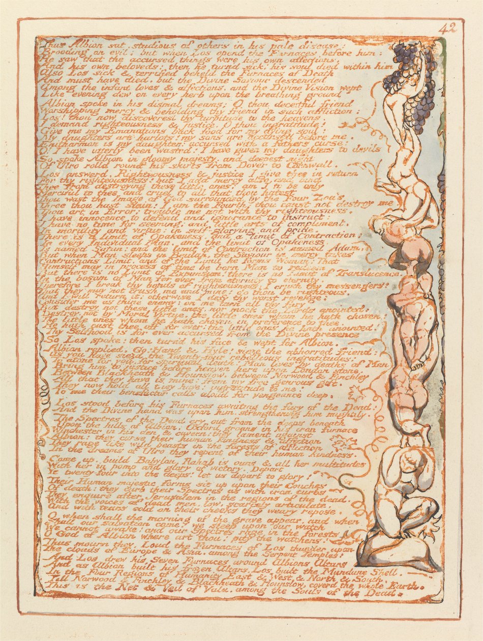 Jeruzsálem, 42. tábla, így Albion sat.... alkotó: William Blake