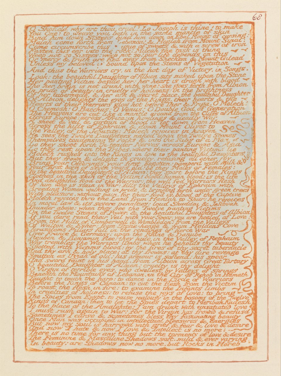 Jeruzsálem, 68. tábla, ó Skofield, miért vagy kegyetlen ... alkotó: William Blake