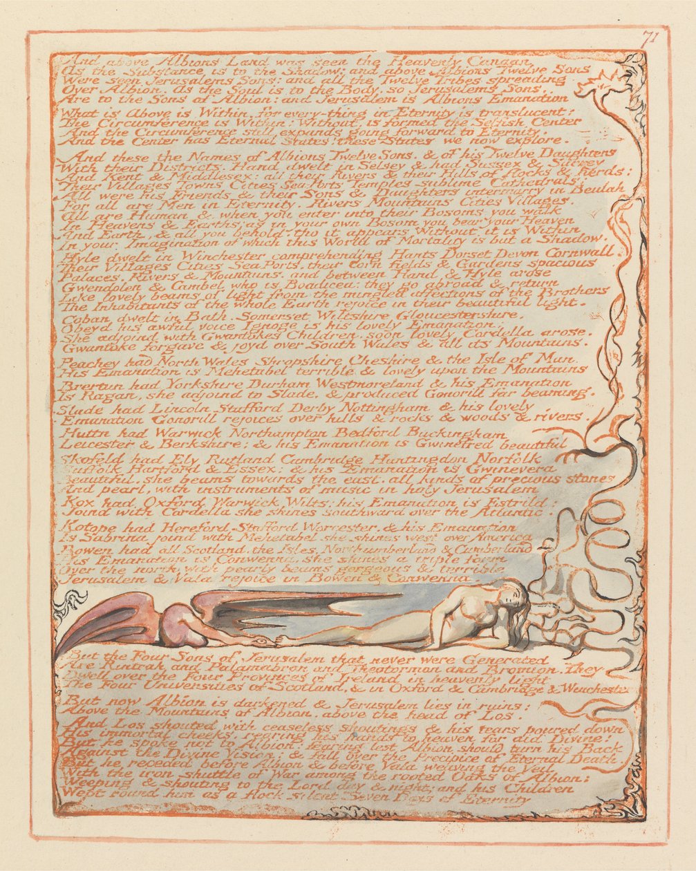 Jeruzsálem, 71. tábla, és Albions Land fölött .... alkotó: William Blake