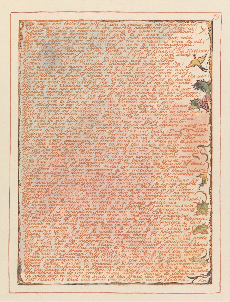 Jeruzsálem, 79. lemez, a sátraim leomlanak ... alkotó: William Blake