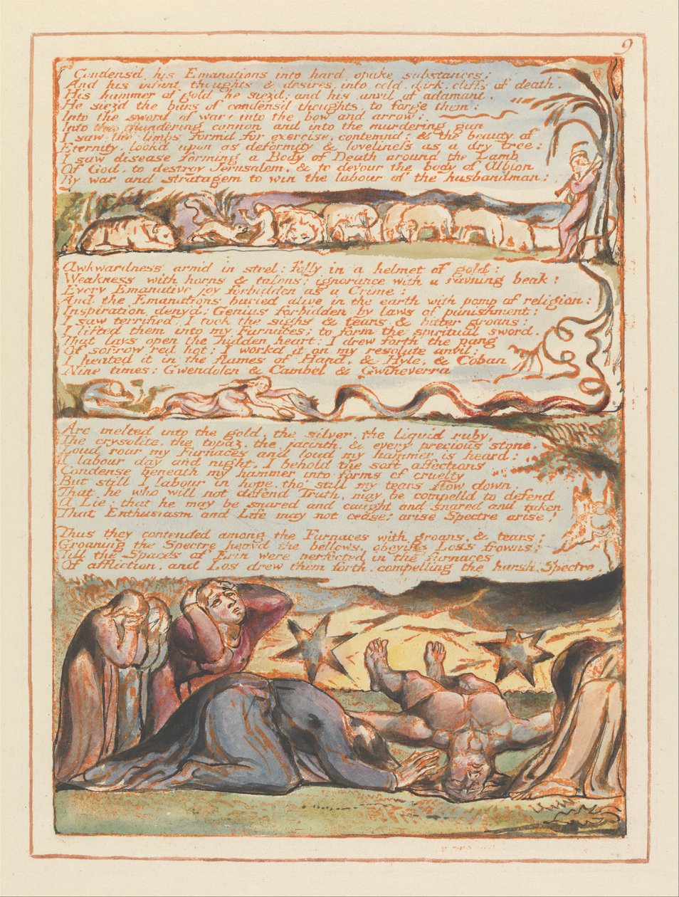 Jeruzsálem, 9. tábla, sűrítette az emanációit ... alkotó: William Blake