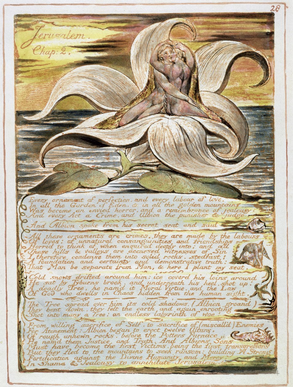 Jeruzsálem, 28. tábla a 2. fejezetből (domborműves rézkarc tollal és WC-vel) alkotó: William Blake