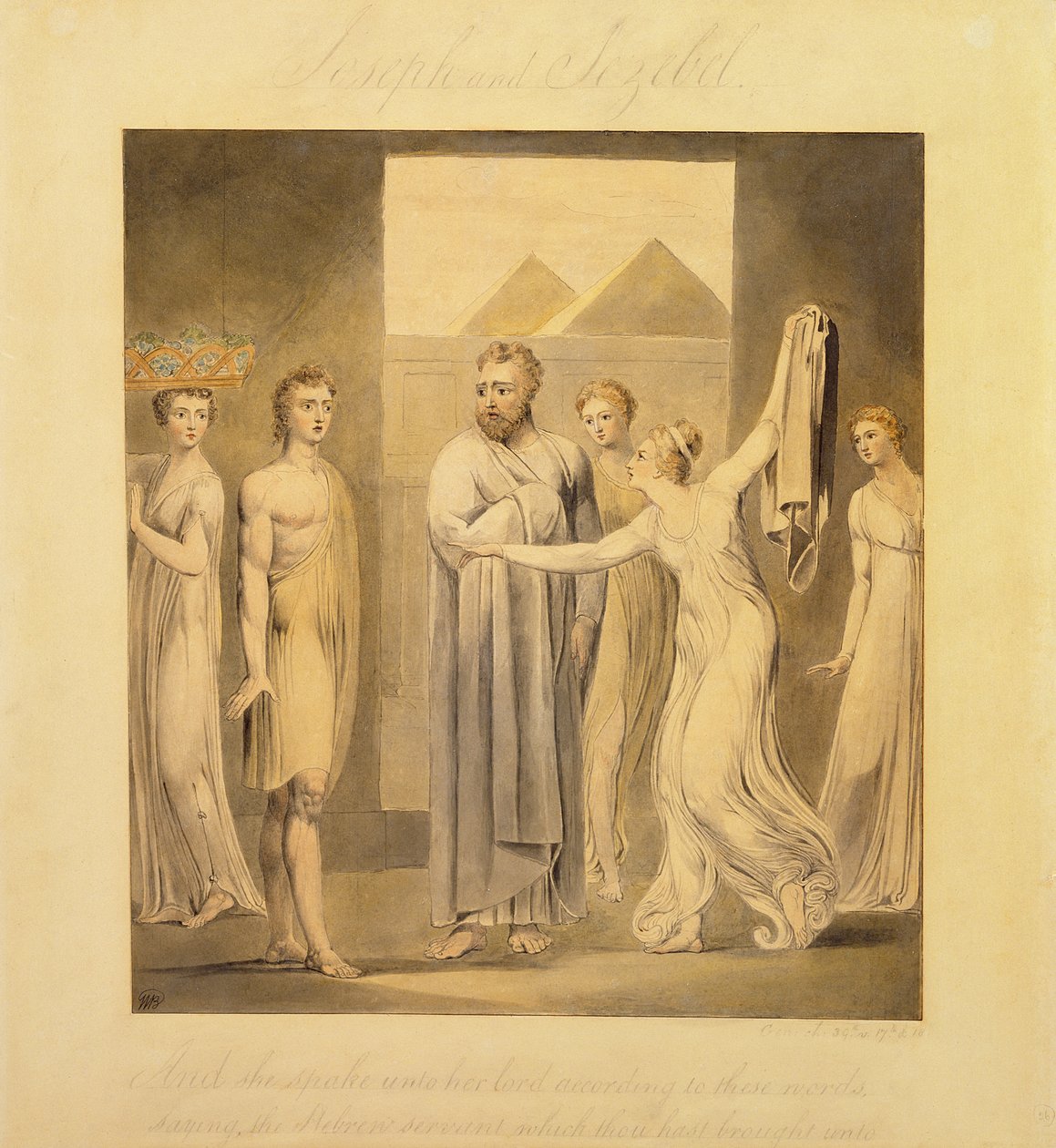 József és Potifár felesége, 1803-05 (toll, tinta és WC papíron) alkotó: William Blake