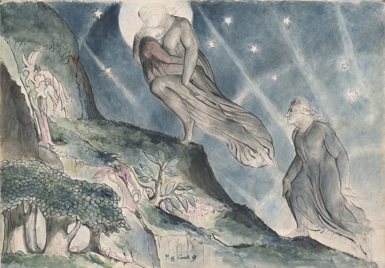 Lucia, aki álmában Dantét hordja, illusztráció Dante Alighieri Isteni színjátékához, 1824-27 (toll és tinta WC-vel ceruzával és krétával papíron) alkotó: William Blake