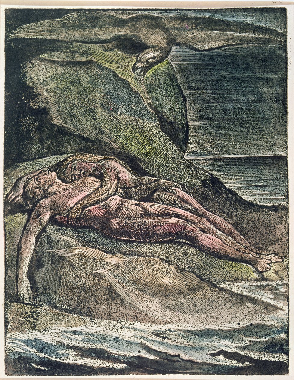 Milton a Poem: Albion a sziklán, 1804 (dombormű-rézkarc, fehér metszet, wc) alkotó: William Blake