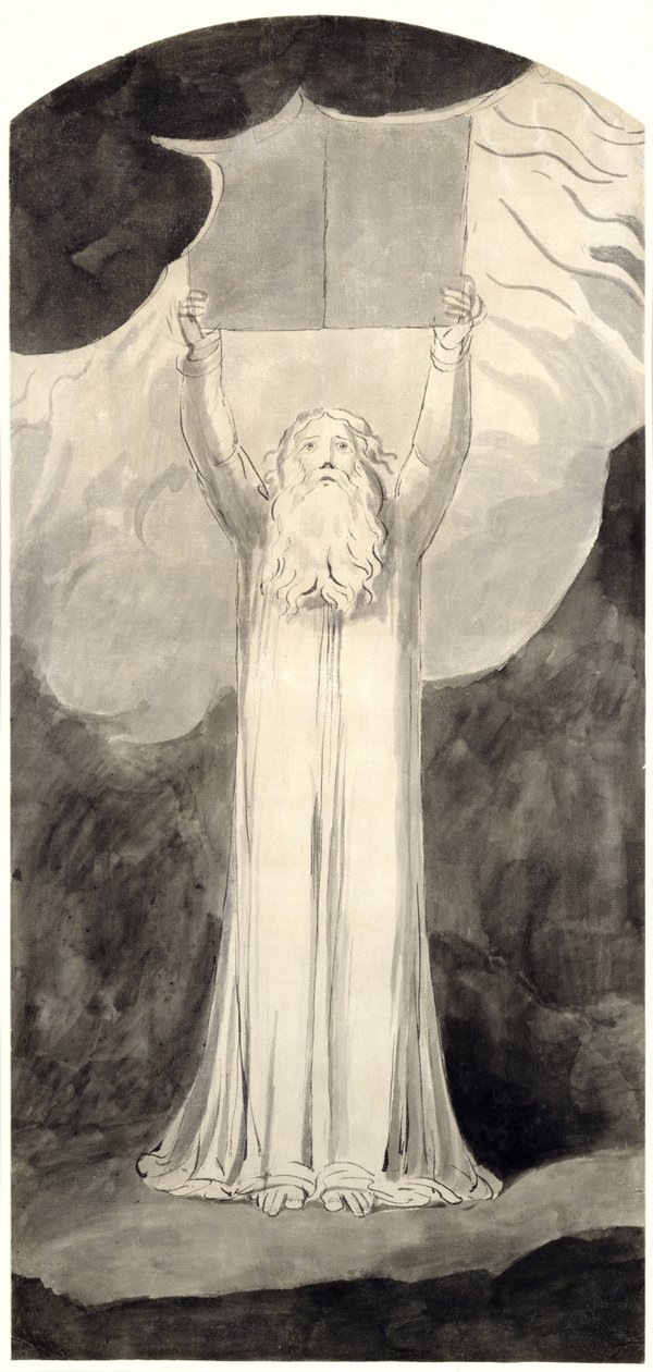 Mózes átveszi a törvényt, 1780 körül (ecset és fekete tinta grafitra, papír) alkotó: William Blake
