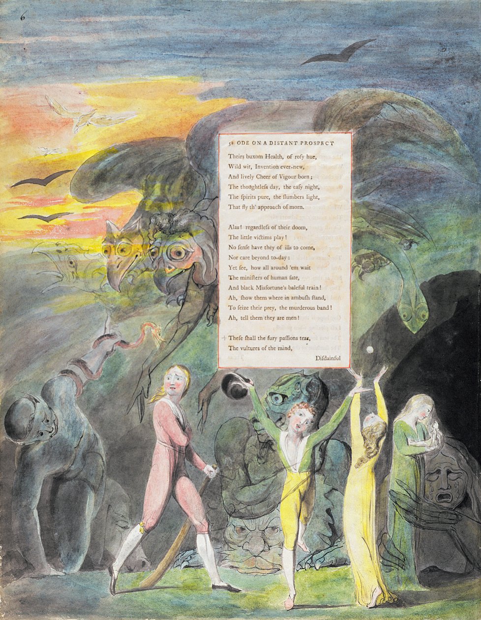 Óda az Eton College távoli kilátásairól, a Thomas Gray verseiből, 1797-98-ban (wc és fekete tinta a papíron) alkotó: William Blake