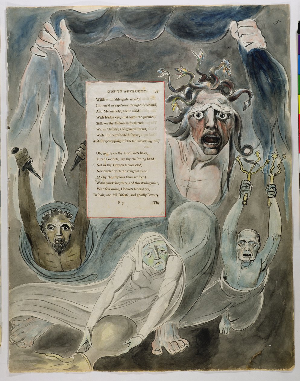 Óda a csapásokhoz, a Thomas Gray verseiből, 1797-98 (wc és fekete tinta a papíron) alkotó: William Blake