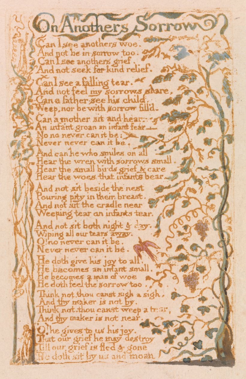 On Others Sorrow, 24. lemez a Songs of Innocence-ből, 1789 (domborműves metszet wc-vel) alkotó: William Blake