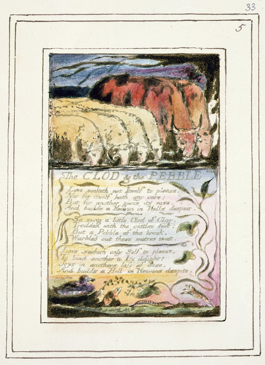 P.124-1950.pt33 A göröngy és a kavics: 33. tábla az Ártatlanság és tapasztalat dalaiból (R példány) 1802-08 körül (metszet, tus és wc) alkotó: William Blake