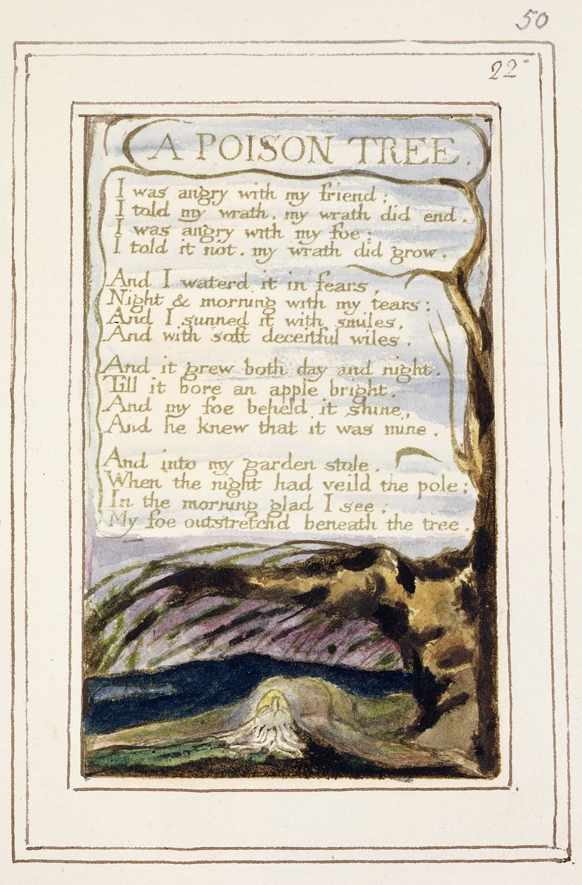 P.124-1950.pt50 A Poison Tree: 50. lemez a Songs of Inocence and of Experience-ből (R példány) 1802-08 körül (rézkarc, tinta és wc) alkotó: William Blake