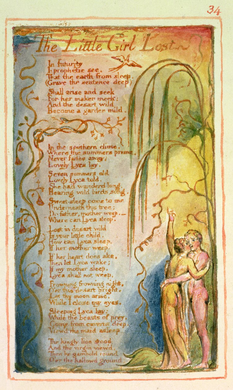 P.125-1950.pt34 Az elveszett kislány: 34. tábla az Ártatlanság és tapasztalat dalaiból (AA másolat) 1815-26 körül (metszet, tus, wc) alkotó: William Blake