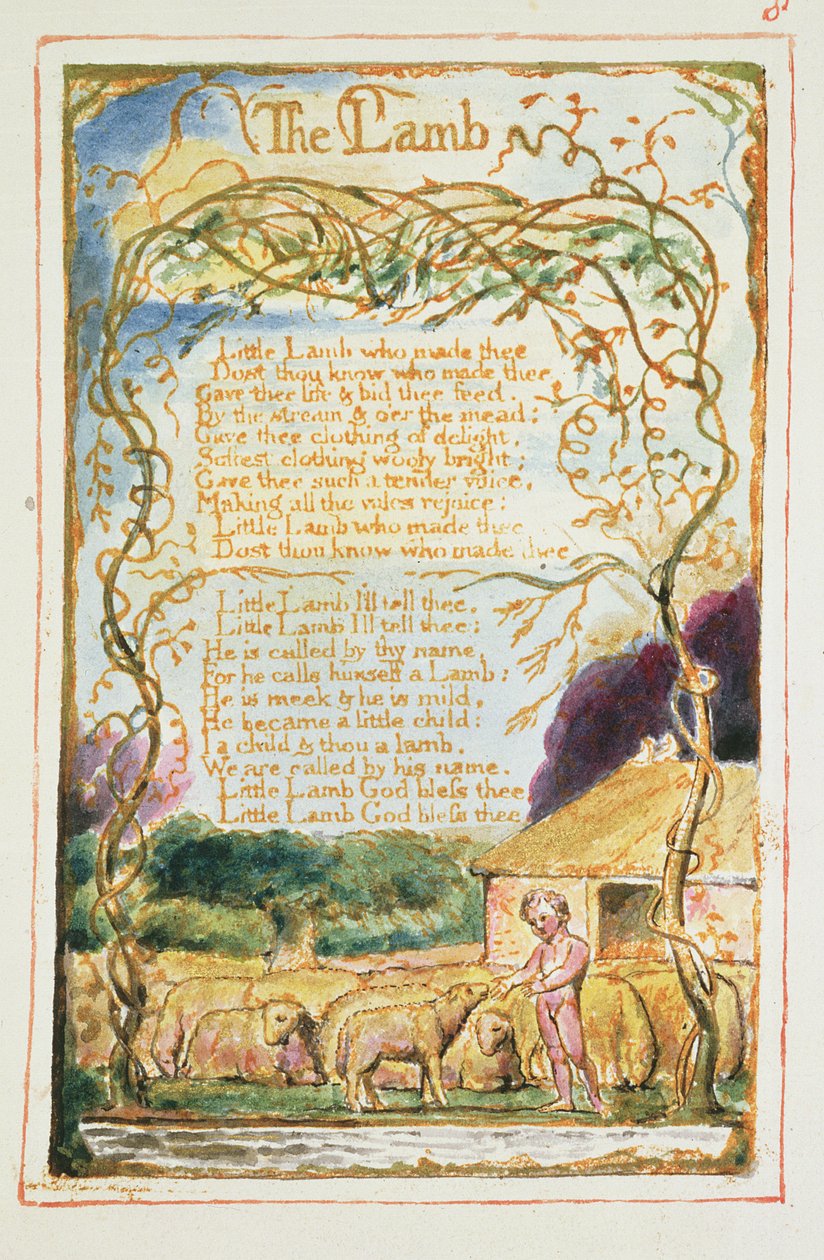 P.125-1950.pt8 A bárány: 8. tábla a Songs of Inocence and of Experience-ből (AA másolat) 1815-26 körül (rézkarc, tinta és wc) alkotó: William Blake