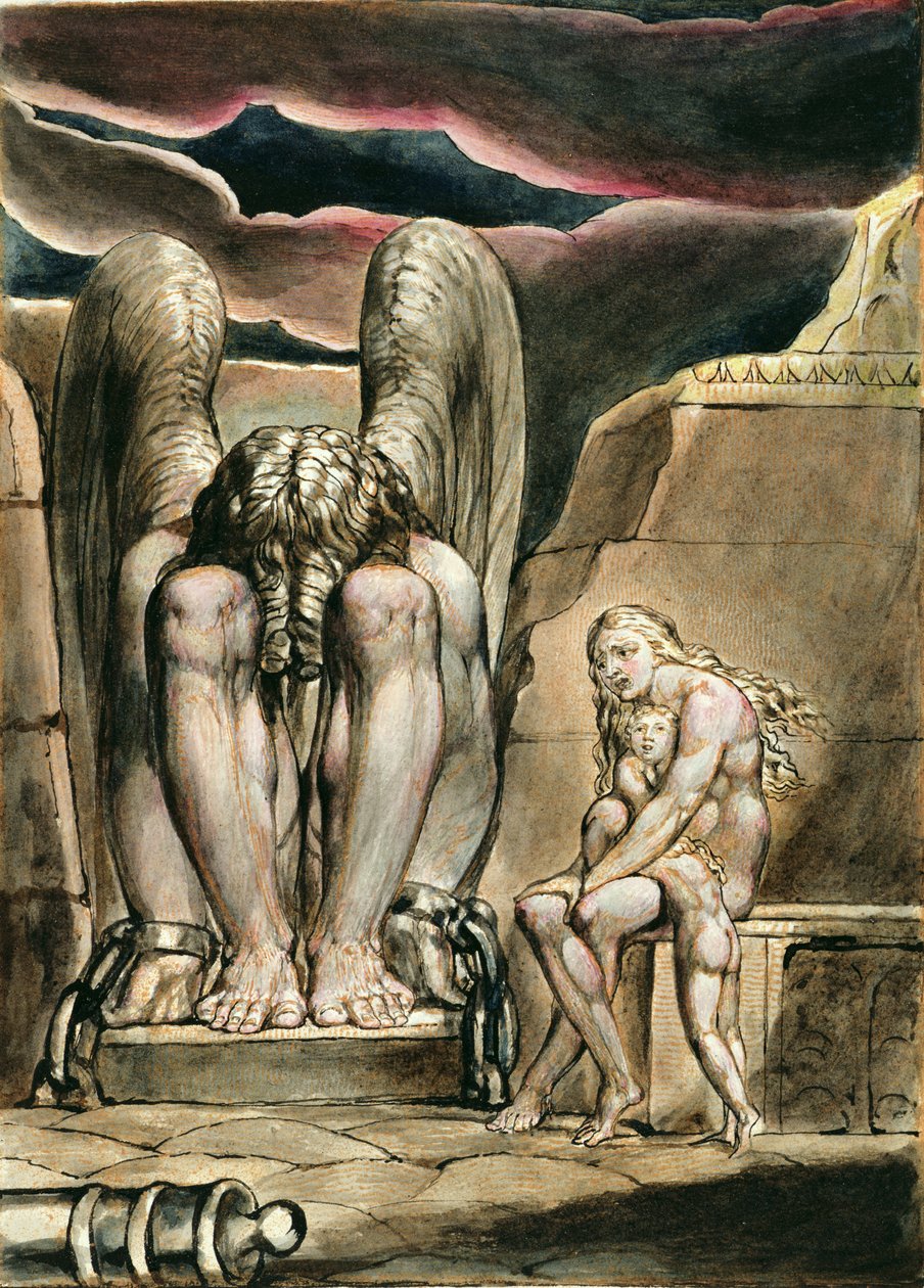 P.127-1950.pt1 Albion angyala, az "Amerika, egy prófécia" címlapképe, 1821 körül (dombormetszet tollal és wc-vel, papírra metszve). alkotó: William Blake