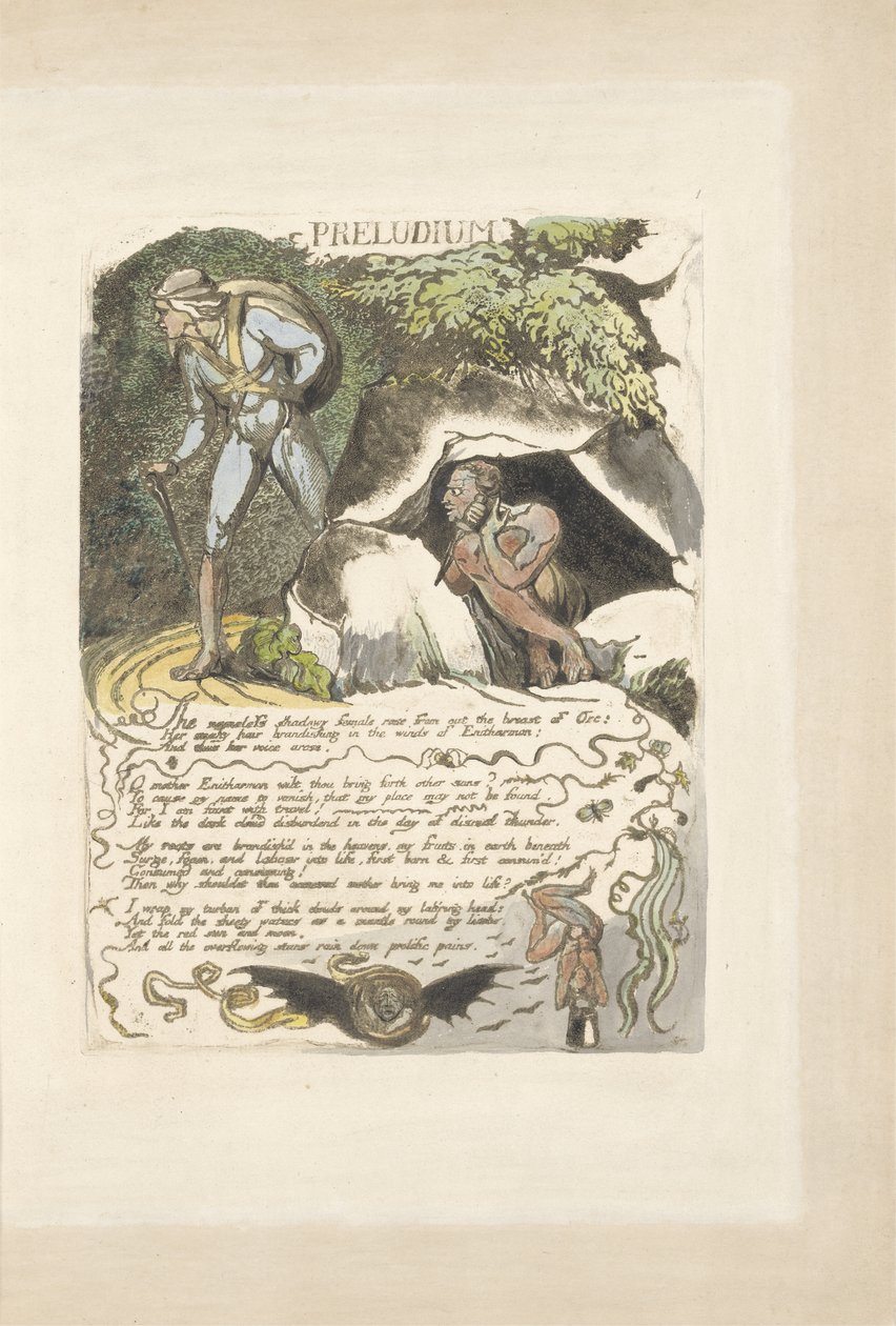 Preludium, 3-as lemez Európából. Egy prófécia, 1823 (dombormű olajjal és WC-vel) alkotó: William Blake