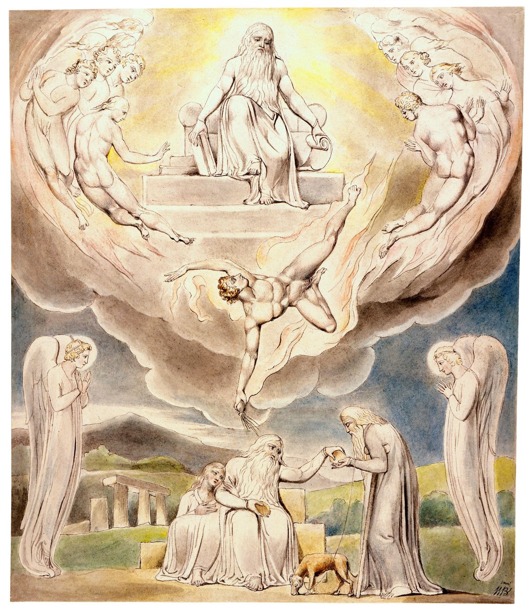 Sátán megy előre az Úr jelenlétéből alkotó: William Blake